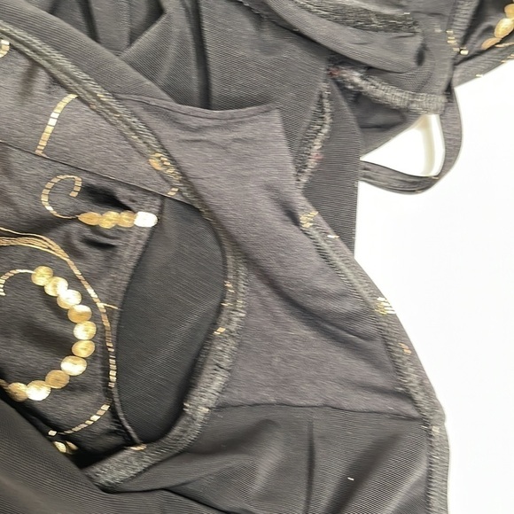 SHAPE FX One Piece Swimsuit Black and Gold Crossover with Gold Buckle Size 4 - Picture 8 of 12